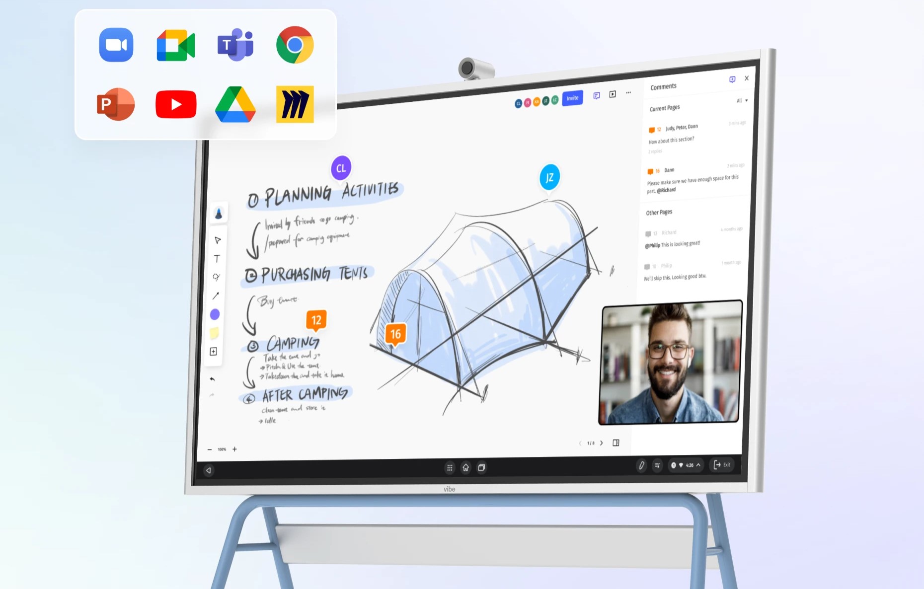Vibe integrates seamlessly with various apps, enabling smooth collaboration and video conferencing in hybrid work settings.
