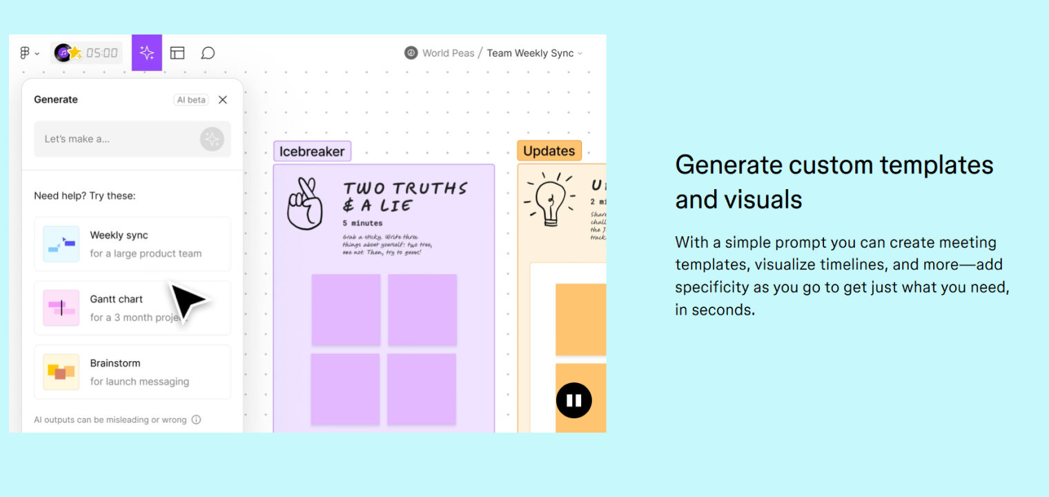 Screenshot of Figjam's platform interface showing whiteboard features.