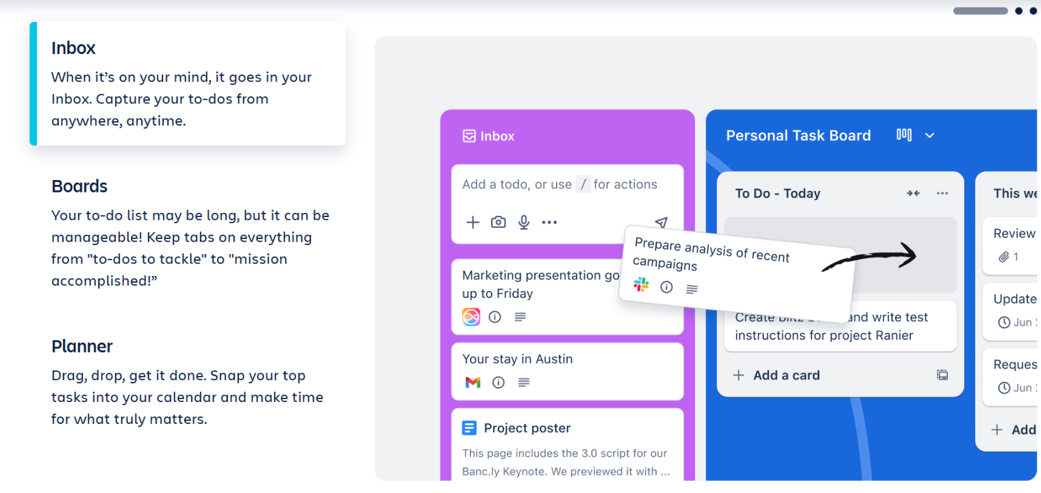 Screenshot of Trello's platform interface showing project management tools.