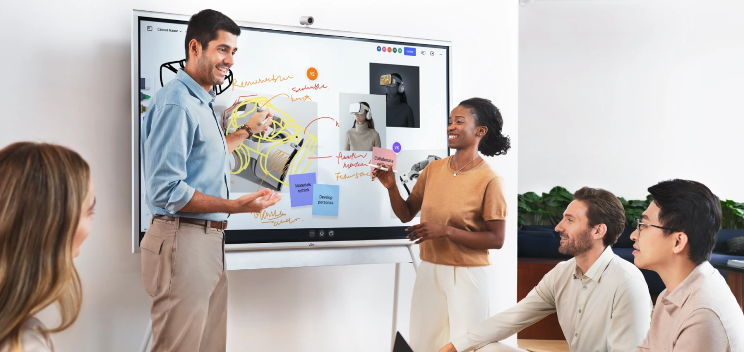 Team using Vibe Board to brainstorm and capture idea collaboratively in one space.